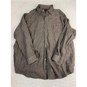 Murano‎ Shirt Mens 3XLT Brown Solid Linen Long Sleeve Button Up Tall Casual